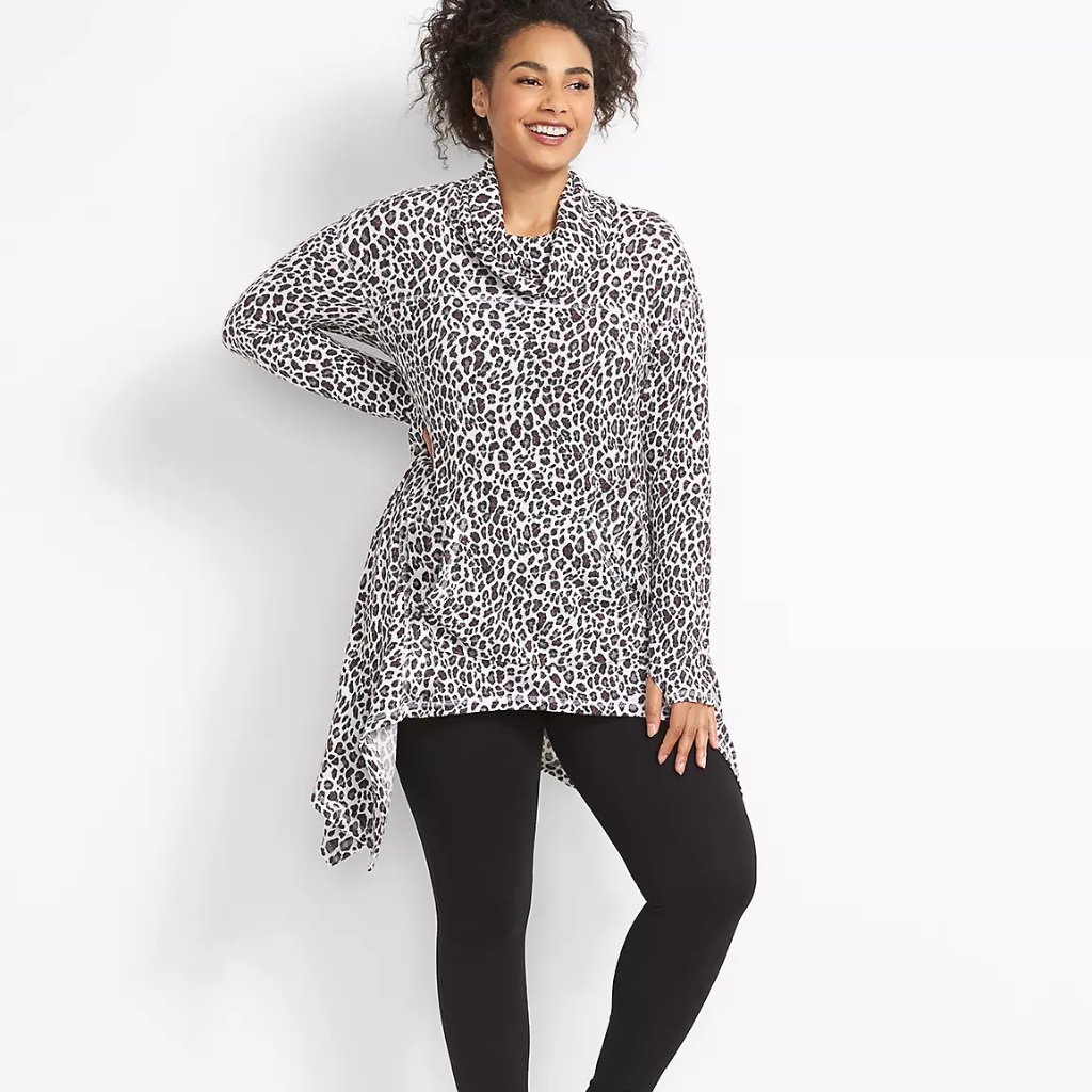 Lane Bryant Tunic In Leopard Print Livi Cowl-Neck Hacci (Size 18/20...Like 2xl)